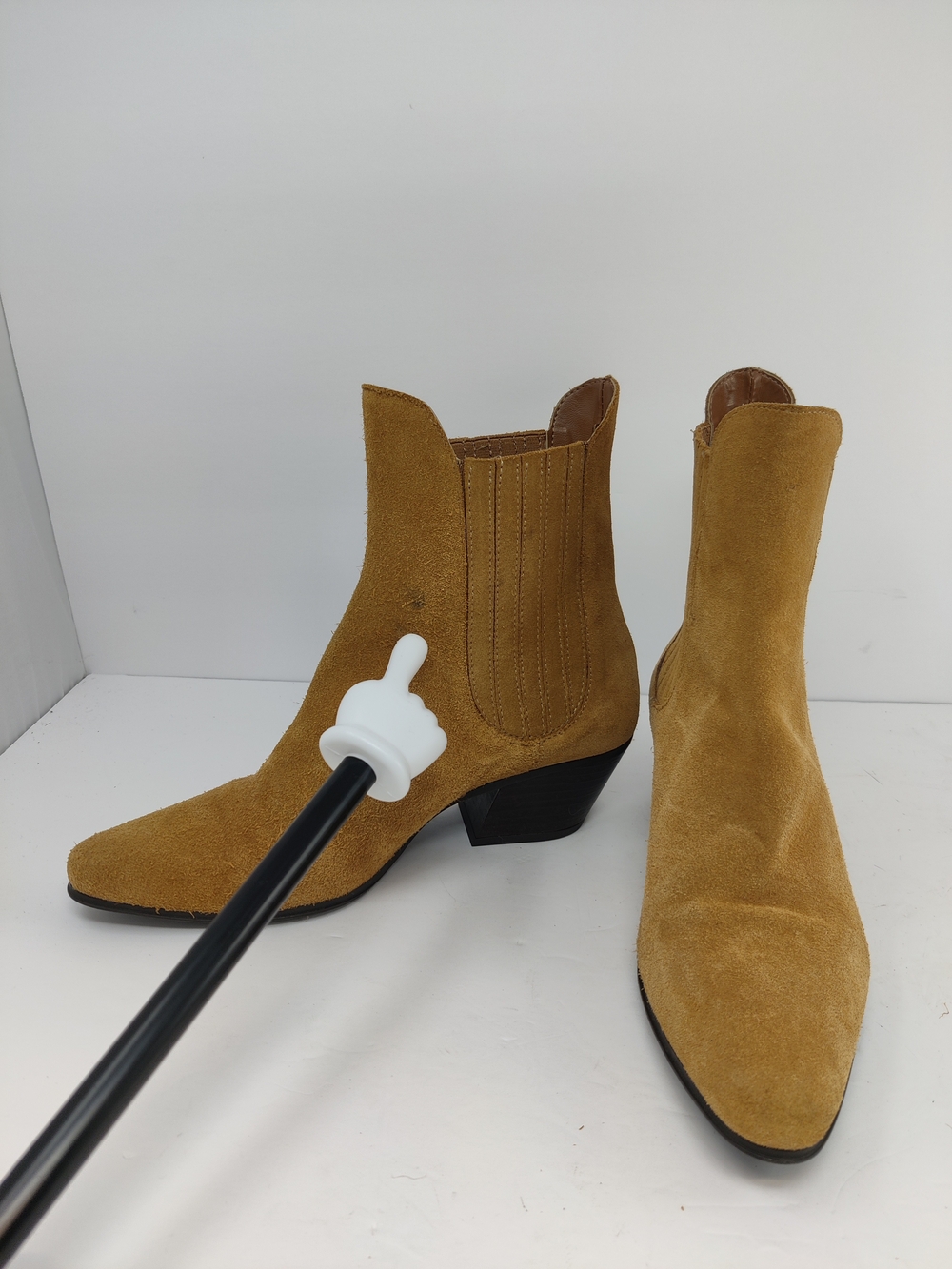 Zara Suede Cowboy Ankle Boots Camel Western Chelsea Cuban Heel Women’s 8 - Picture 8 of 16